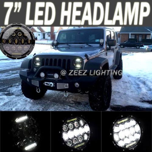 75w philips led headlight kit 7" round high low beam drl headlamp assembly #c