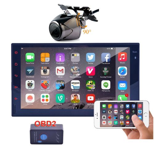 Android 4.4 quad core 7" in dash 2din car stereo rds radio fm am ipod bt+obd+cam