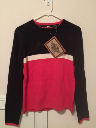 Nwt harley davidson red/ black sweater lg women's