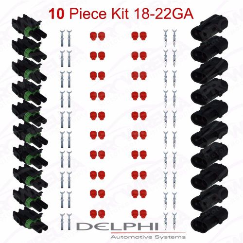 Delphi weather pack 2 pin sealed connector kit 18-22 ga !!!10 complete kits!!