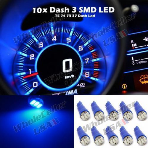 10 x blue t5 73 74 1206 3-smd car instrument gauge dashboard led car light