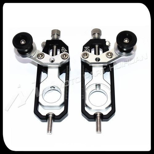 Chain adjuster with paddock bobbin kawasaki ninja zx 6r 2009 - 2012 black&amp;silver