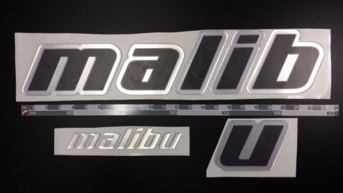 Malibu boat emblem 27" stickers set black chrome - adesivi barca - pegatinas