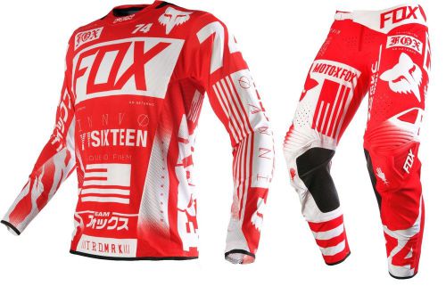 New 2016 fox racing flexair union mx dirt bike gear combo red all sizes