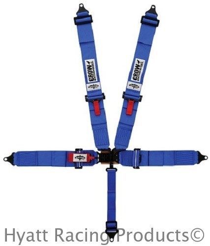 Crow black bird 50" std latch &amp; link 5-point auto racing safety belts - bolt in