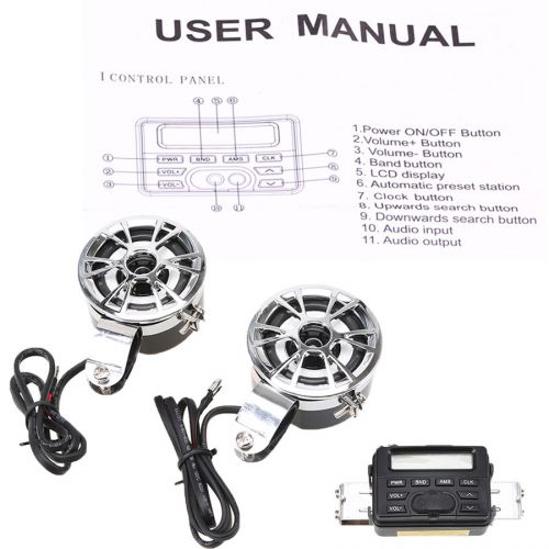 Motorcycle bike fm radio mp3 stereo handlebar audio system 2 speaker for yamaha