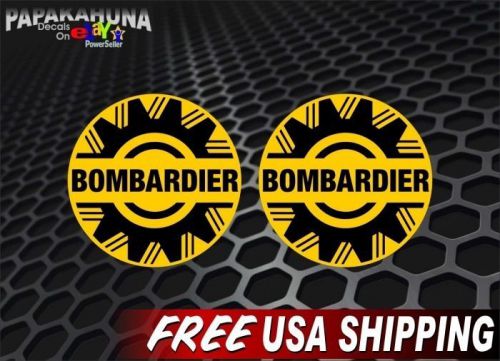 (2) vintage bombardier 4" vinyl decals ski-doo snowmobile sled trailer stickers