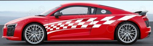 2 * checkered  racing flag side stripes car truck stickers vinyl decals graphics