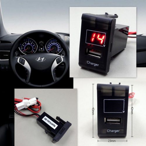 For hyundai elantra dashboard usb charger 5v 2.1a + voltage display mount #n7