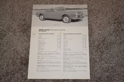 1966 alfa romeo 2600 spider carrozzeria touring 2+2 brochure prospekt catalog