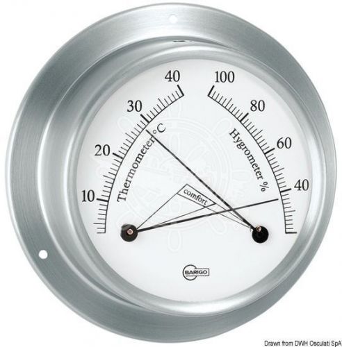Barigo sky series thermometer hygrometer satin ss white dial 110x32mm