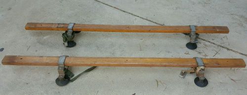 Vintage antique wood car roof top cargo mount rack suction cups surfboard