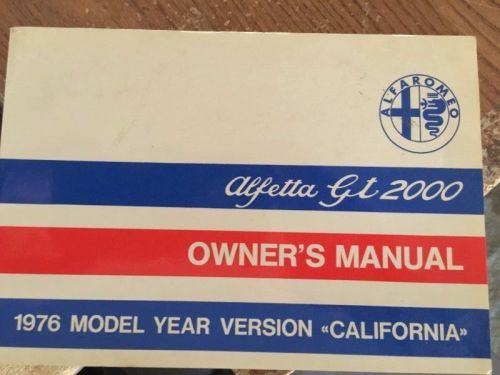 Alfa romeo 1976  alfetta gt 2000 owners manual &#034;california&#034;