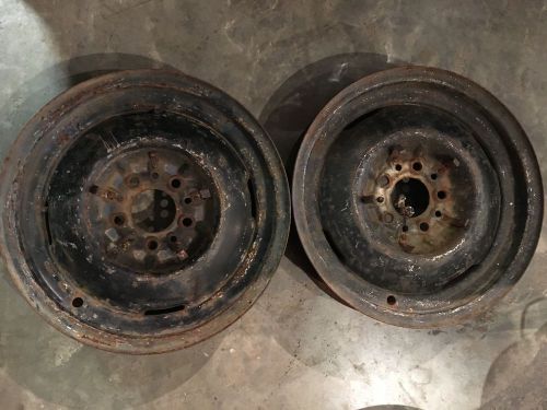 Nice pair vintage 16x4&#034; ford 5 on 4 1/2&#034; wheels      front rat rod hot 32 gasser