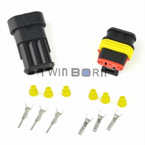 10 kit 3 pin way sealed waterproof electrical wire connector plug terminal set