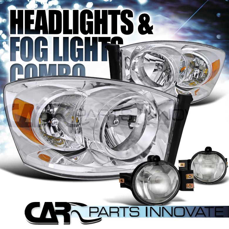 Buy 20062008 DODGE RAM CHROME CRYSTAL HEADLIGHTS+CLEAR FOG BUMPER