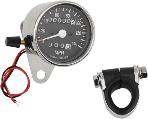 Drag specialties chrome/black mini mechanical speedometer 2.4" 2:1 ratio