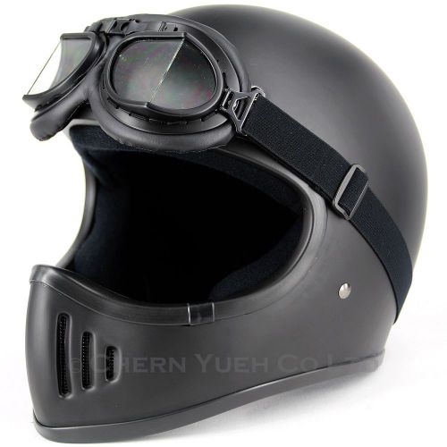 Moto 3-style cafe racer off-road motocross full face helmet mat black dot medium