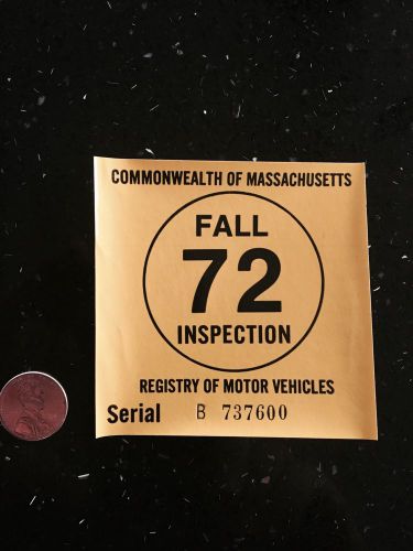 Mass state motor vehicle inspection sticker 1972
