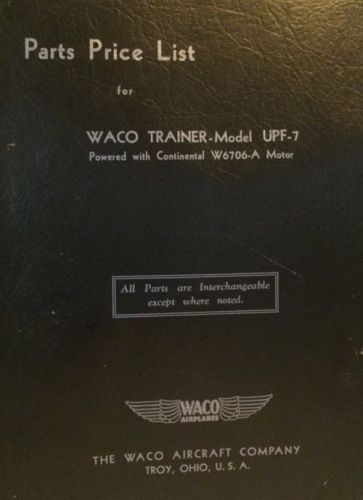 1934-1942 waco aircraft company parts price list trainer model upf-7 troy ohio