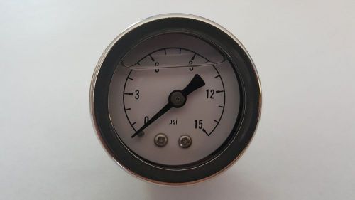 0-15 psi liquid filled fuel pressure gauge chrome ring white face new hot rod
