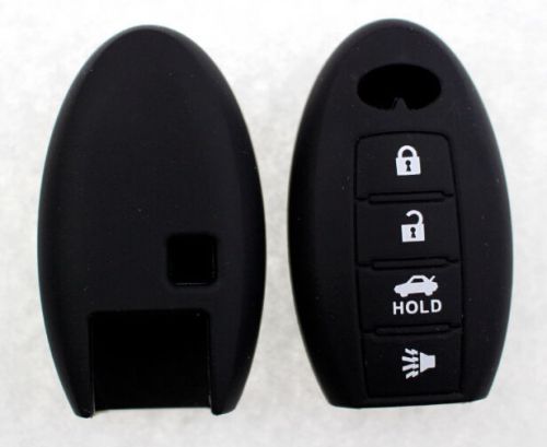 Black remote key fob case shell silicone cover fit for infiniti 4 button