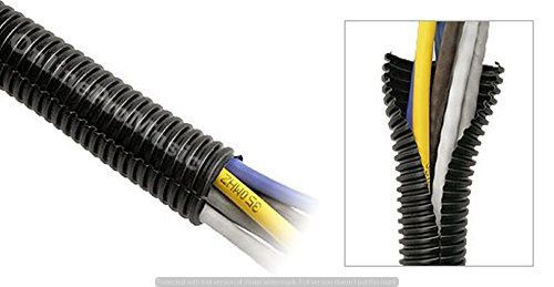1.5&#034; x 10&#039; black split loom tubing wire &amp; hose cover polyethylene audio video