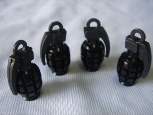 Car grenade model wheel air valve caps set 4 pieces black