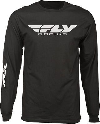 Fly racing casual corporate logo men's black long sleeve tee t-shirt