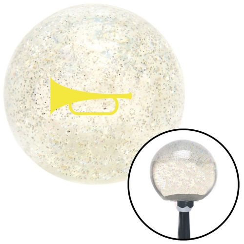 Yellow horn trumpet clear metal flake shift knob with m16 x 1.5 insert 427 scta