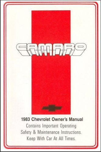 1983 chevrolet camaro owner&#039;s manual - gm part no. 14065927a