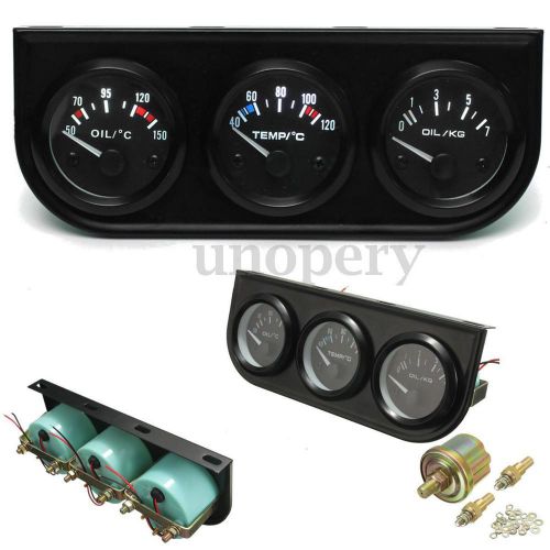 2&#039;&#039; 52mm led car pointer 3 gauge kits oil temp + oil pressure + water temp meter