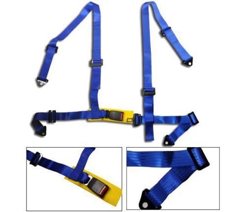 Universal blue 4 point racing seat belt harness