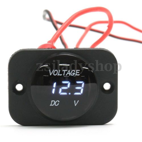 12-24v dc waterproof car boat motorcycle white led voltmeter voltage meter gauge