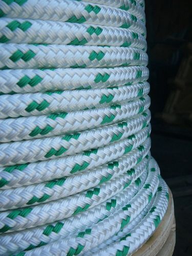 Novatech xle halyard sheet line, dacron sailboat rope 7/16" x 75' white/green