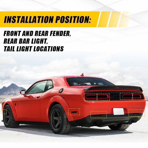 10X For 2015-2023 Challenger Smoke Tint Out Tail Light & Side Marker Decal Vinyl, US $17.99, image 8