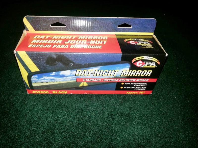 Rearview mirror black plastic 10" wide day/night manual universal cipa 32000  