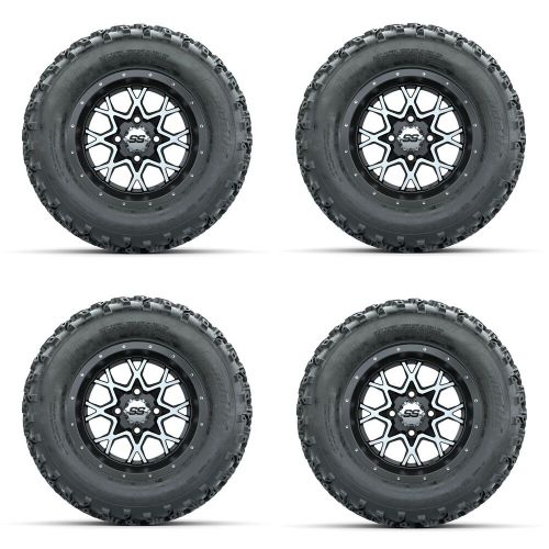 Golf cart gtw 12" vortex machined grey wheel | 23x10-12 rogue at tire | 4 set