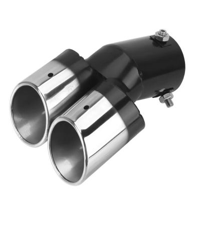 Curved Car Tailpipe Twin Exhaust Tail Tip Trim Rear Pipe Stainless Steel, US $, image 3