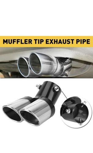 Curved Car Tailpipe Twin Exhaust Tail Tip Trim Rear Pipe Stainless Steel, US $, image 5