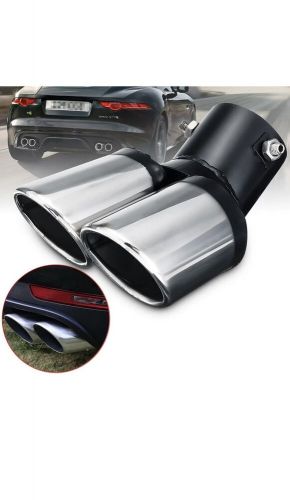 Curved Car Tailpipe Twin Exhaust Tail Tip Trim Rear Pipe Stainless Steel, US $, image 6