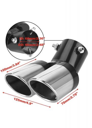 Curved Car Tailpipe Twin Exhaust Tail Tip Trim Rear Pipe Stainless Steel, US $, image 8