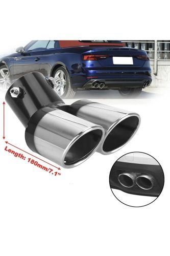 Curved Car Tailpipe Twin Exhaust Tail Tip Trim Rear Pipe Stainless Steel, US $, image 9