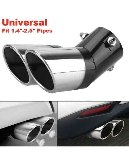 Curved Car Tailpipe Twin Exhaust Tail Tip Trim Rear Pipe Stainless Steel, US $, image 12