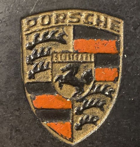 VINTAGE Porsche Stuttgart Full Metal Center Cap Logo Black w/ Ring Clip 3” OEM, US $33.33, image 8