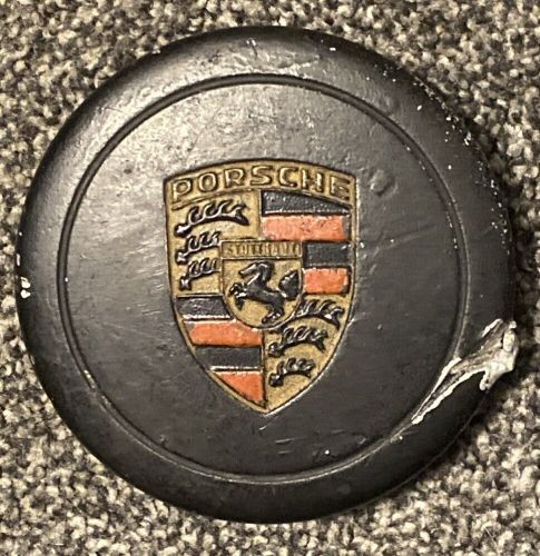 VINTAGE Porsche Stuttgart Full Metal Center Cap Logo Black w/ Ring Clip 3” OEM, US $33.33, image 12