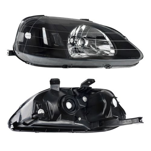 Pair Front Headlights Assembly For 99-2000 Honda Civic 1.6L l4 Black Hosuing, US $89.99, image 4