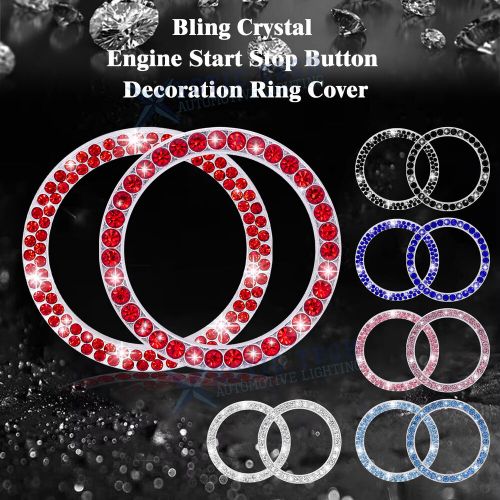 Crystal Glitter Auto Push to Start Button Circle Ring Accessories For Girl Women, US $8.98, image 22