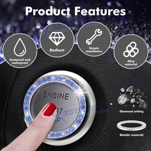 Crystal Glitter Auto Push to Start Button Circle Ring Accessories For Girl Women, US $8.98, image 24