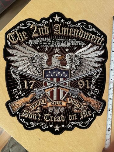 Large patriotic the 2nd amendment, don't tread on me american eagle biker patch